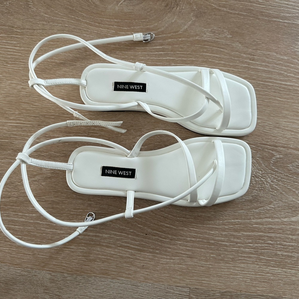 Strappy white Nine West sandals